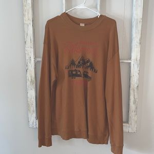 LOVE VINTAGE Rust Lightweight Long Sleeve Ladies Graphic Sweatshirt GUC Sz Lrg